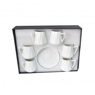 Ceramic coffee cups and saucers set, 12 pieces, 090139