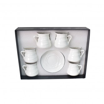 Ceramic coffee cups and saucers set, 12 pieces, 090140