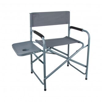 Gray picnic and camping chair with foldable side table
