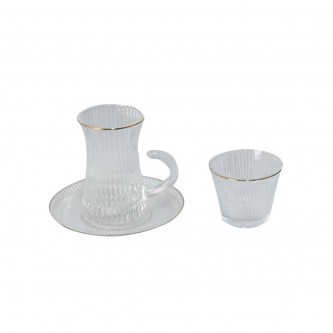 A set of glass coffee cups and tea bags with saucers, 36 pieces, AF503095