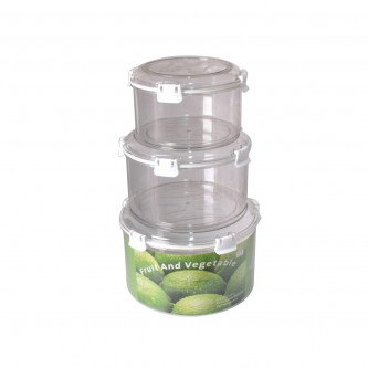 3 Piece Round Clear Plastic Storage Container Set SH23896