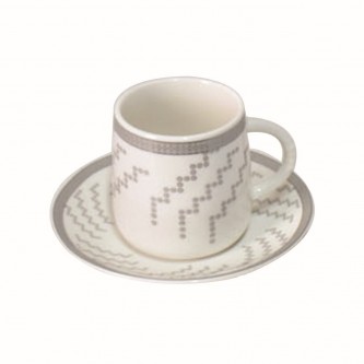 Ceramic coffee cups and saucers set, 12 pieces, XN04390