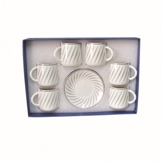 Ceramic coffee cups and saucers set, 12 pieces, XN04389