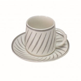 Ceramic coffee cups and saucers set, 12 pieces, XN04389