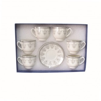 Ceramic coffee cups and saucers set, 12 pieces, XN04387