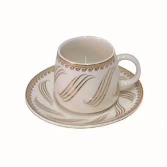 Ceramic coffee cups and saucers set, 12 pieces, XN04392
