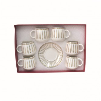 Ceramic coffee cups and saucers set, 12 pieces, XN04391