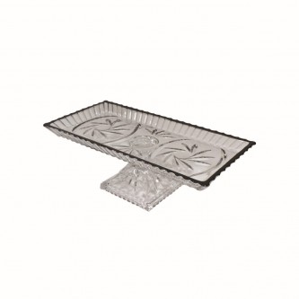 Clear/black rectangular glass serving plate, 34 x 17 x 10 cm, GN-8417