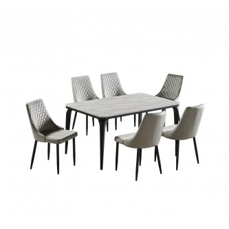 Marble alternative dining table with 6 chairs M-016