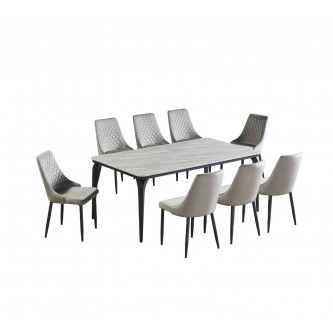 Marble alternative dining table with 8 chairs M-016