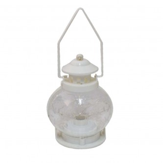 Luminous plastic lantern, 13 x 13 x 19 cm, white, MF6005042