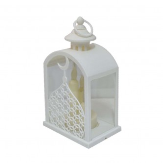 Luminous plastic lantern, 16 x 11 x 26 cm, white, MF6005048