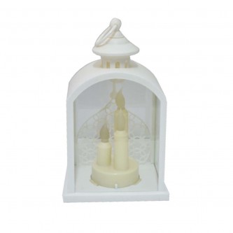 Luminous plastic lantern, 16 x 11 x 26 cm, white, MF6005048