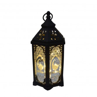 Luminous plastic lantern 16 x 16 x 33 cm black MF6005046