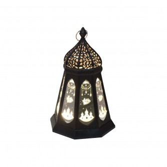 Luminous plastic lantern 18 x 18 x 29 cm black MF6004577