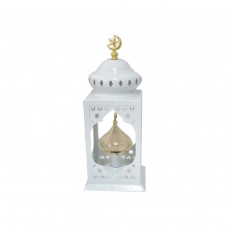 Luminous metal lantern, 11 x 11 x 30 cm, white, MF6004488