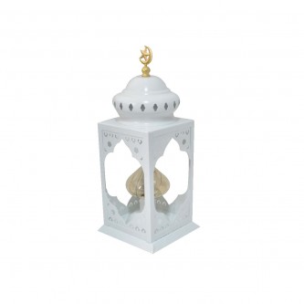 Luminous metal lantern, 11 x 11 x 30 cm, white, MF6004488
