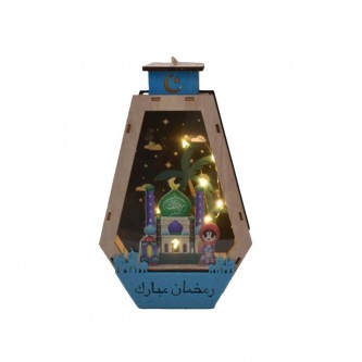 Luminous wooden lantern 16 × 6 × 26  cm AF-501160