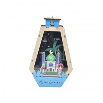 Luminous wooden lantern 16 × 6 × 26  cm AF-501160