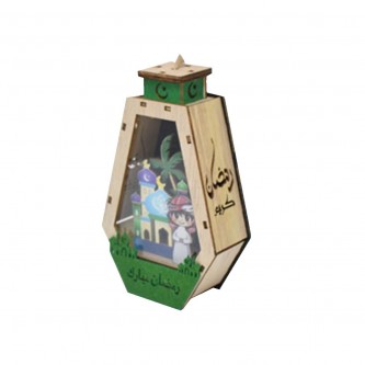 Luminous wooden lantern 9.5 × 4 × 15 cm AF-501162