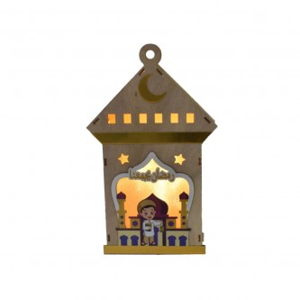 Luminous wooden lantern 15× 5 × 30 cm AF-501142