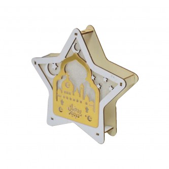 Luminous wooden lantern 17× 3.5 × 17 cm AF-501163