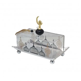 Steel serving tray with rectangular acrylic cover MF6004496