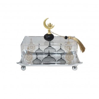 Steel serving tray with rectangular acrylic cover MF6004496
