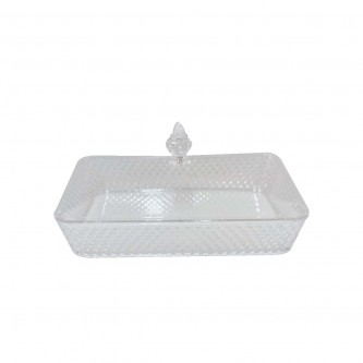 Clear Rectangular Acrylic Serving Tray Silver 30 x 20 x 6 cm 6004095