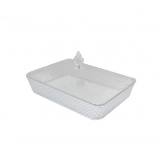 Clear Rectangular Acrylic Serving Tray Silver 30 x 20 x 6 cm 6004095
