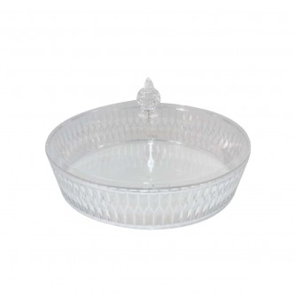 Clear Silver Round Acrylic Serving Tray 30 x 30 x 7 cm 6004104