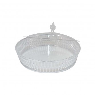Clear Silver Round Acrylic Serving Tray 30 x 30 x 7 cm 6004104