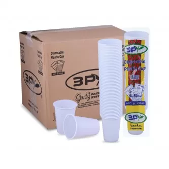 كاسات بلاستيك 6 اونص لون ابيض 20 ربطه 3P كرتون
