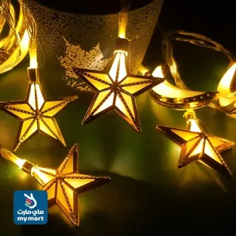 لمبه زينة رمضانية كهربائية شكل هلال ونجمة ذهبي AD-1-565