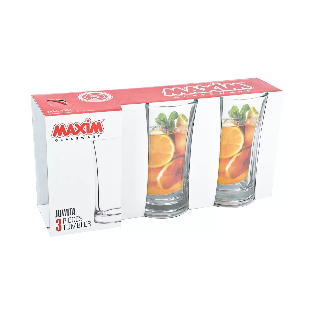 طقم كاسات زجاج  3 قطعة 340 مل MAS 8369