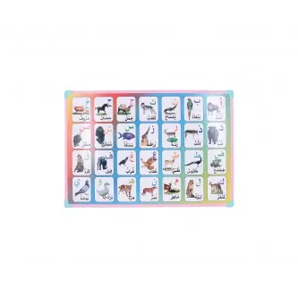 سبورة حروف عربي مع اسماء حيوانات 50 × 35 سم YM-39779