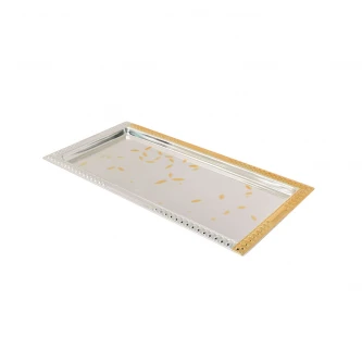 طفرية تقديم استيل مستطيل فضي مع ذهبي FD-1504