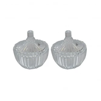 طقم تمريات زجاج شفاف بغطاء 2 قطعة MG394