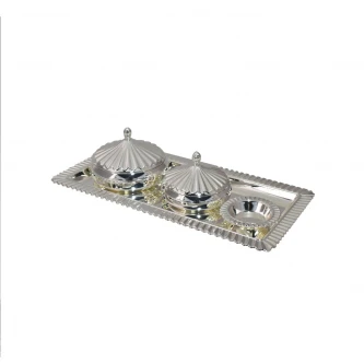 طقم تمريات مع صحن تقديم وصحن نواة استيل 4 قطعة فضي KAI-508