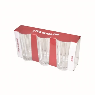طقم كاسات زجاج شفاف 3 قطعة 256 مل GB0928