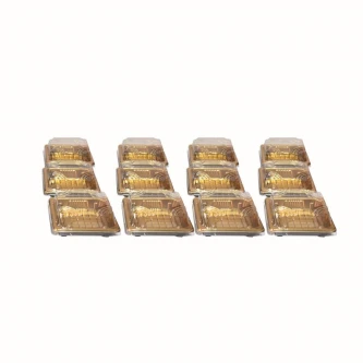 طقم صحون حلا بلاستيك ذهبي بغطاء شفاف مربع 12 قطعة AF-501814