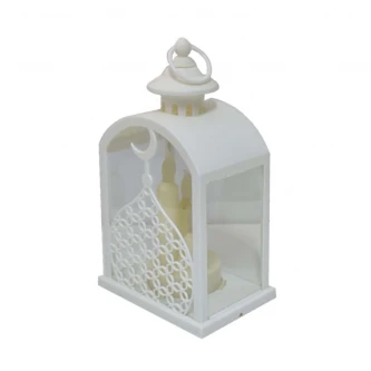 فانوس بلاستيك مضيئ 16 × 11 × 26 سم ابيض MF6005048