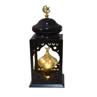 فانوس معدني مضيئ 11× 11× 30 سم اسود MF6004488
