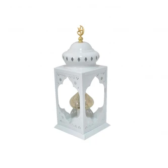فانوس معدني مضيئ 11× 11× 30 سم ابيض MF6004488