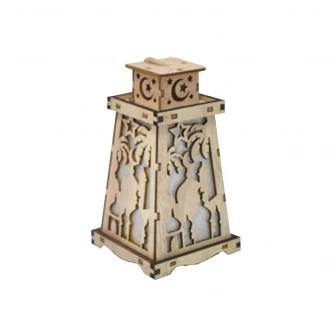 فانوس خشبي مضيئ 8 × 8 × 14سم AF-501152