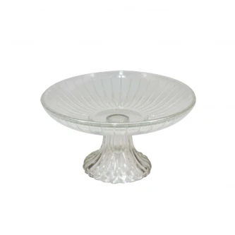 صحن تقديم زجاج دائري شفاف 21 × 21 × 12سم FM6004041