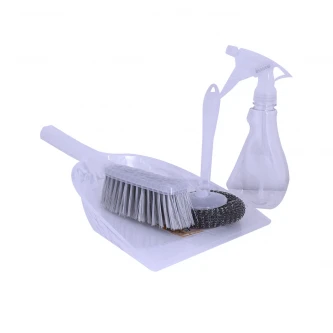 طقم جاروف بلاستيك مع فرشة 4 قطعة شفاف MF6004734