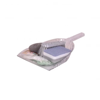 طقم جاروف بلاستيك مع فرشة 6 قطعة شفاف MF6004736