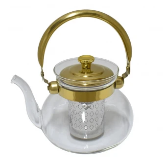ابريق شاي زجاج شفاف مع مصفاة استيل 1200مل 9503145