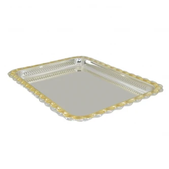 طفرية تقديم استيل مستطيل فضي ذهبي 60 × 43 × 3.5 سم FD-1555
